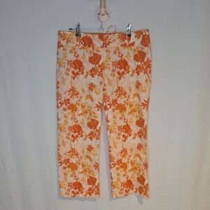 As Is Max Studio Orange and Cream Floral Pants